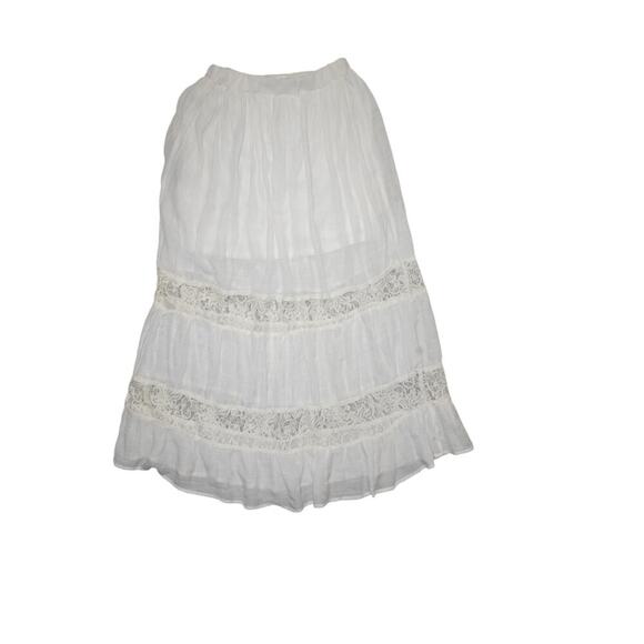 Vintage Y2K Madison White Lace Tiered Ruffle Trim Cottagecore Coquette Skirt L - Picture 1 of 5